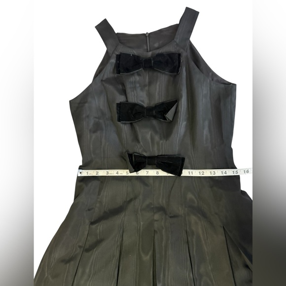 David Meister Black Taffeta Midi Dress Velvet Bow Cocktail Evening Formal 6 - Picture 9 of 11